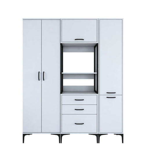 Set Dulap Bucătărie NICE 2 rafturi 5 uși 3 sertare, 160 x 199 cm 