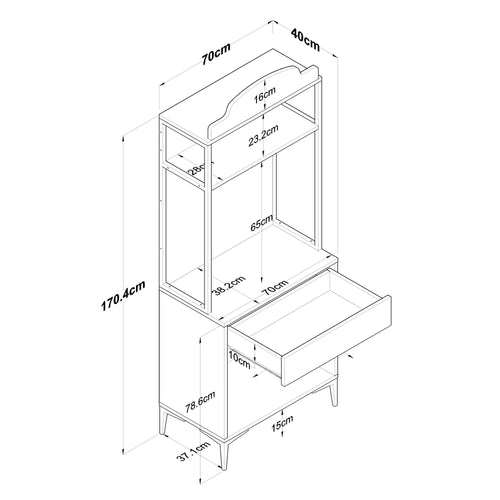Dulap Bucătărie PRETTY cu LED 2 uși 1 sertar, 70 x 170 cm - Maroom
