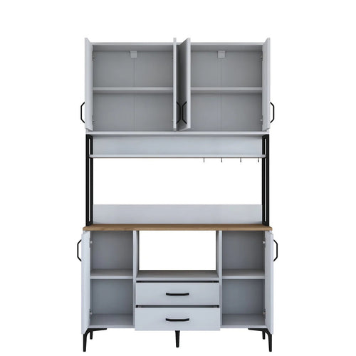 Dulap Bucătărie NICE 2 rafturi 6 uși 2 sertare, 120 x 199 cm - Maroom