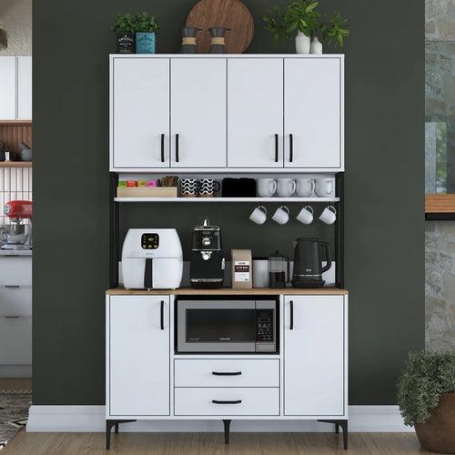 Dulap Bucătărie NICE 2 rafturi 6 uși 2 sertare, 120 x 199 cm - Maroom