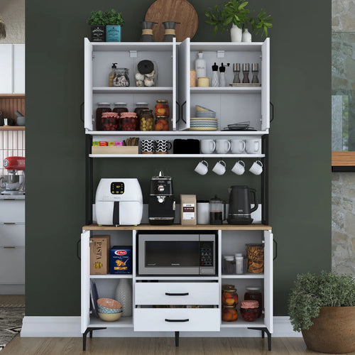 Dulap Bucătărie NICE 2 rafturi 6 uși 2 sertare, 120 x 199 cm - Maroom