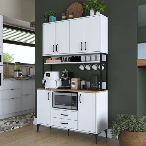 Dulap Bucătărie NICE 2 rafturi 6 uși 2 sertare, 120 x 199 cm - Maroom