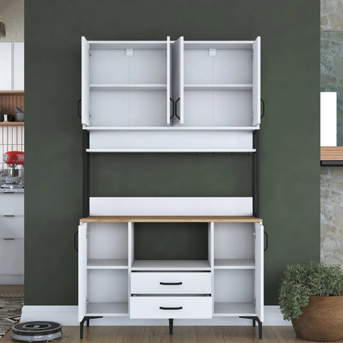 Dulap Bucătărie NICE 2 rafturi 6 uși 2 sertare, 120 x 199 cm - Maroom