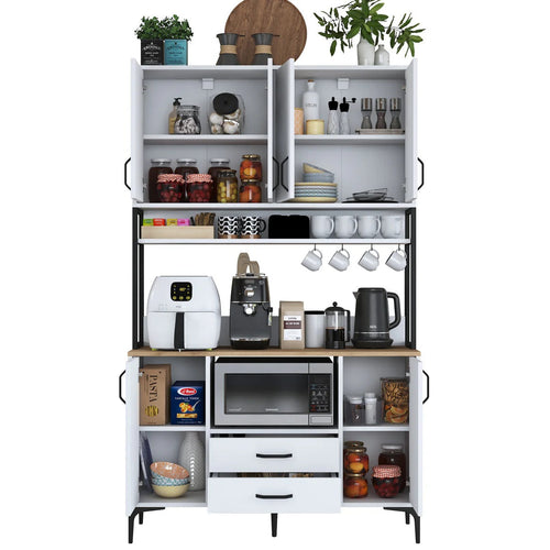 Dulap Bucătărie NICE 2 rafturi 6 uși 2 sertare, 120 x 199 cm - Maroom