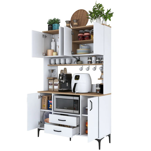 Dulap Bucătărie NICE 4 rafturi 6 uși 2 sertare, 120 x 184 cm - Maroom