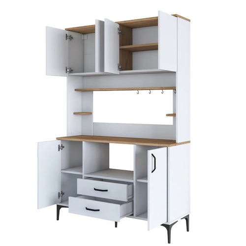 Dulap Bucătărie NICE 4 rafturi 6 uși 2 sertare, 120 x 184 cm - Maroom