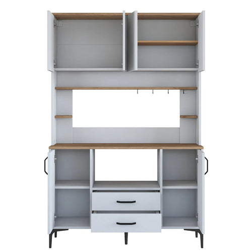 Dulap Bucătărie NICE 4 rafturi 6 uși 2 sertare, 120 x 184 cm - Maroom