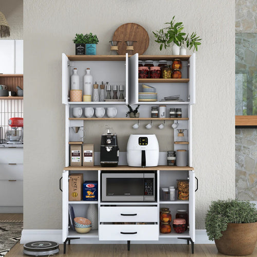 Dulap Bucătărie NICE 4 rafturi 6 uși 2 sertare, 120 x 184 cm - Maroom