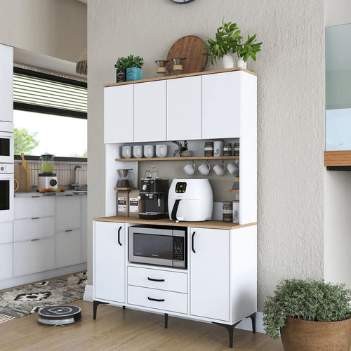 Dulap Bucătărie NICE 4 rafturi 6 uși 2 sertare, 120 x 184 cm - Maroom