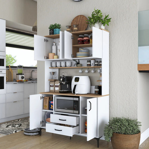 Dulap Bucătărie NICE 4 rafturi 6 uși 2 sertare, 120 x 184 cm - Maroom