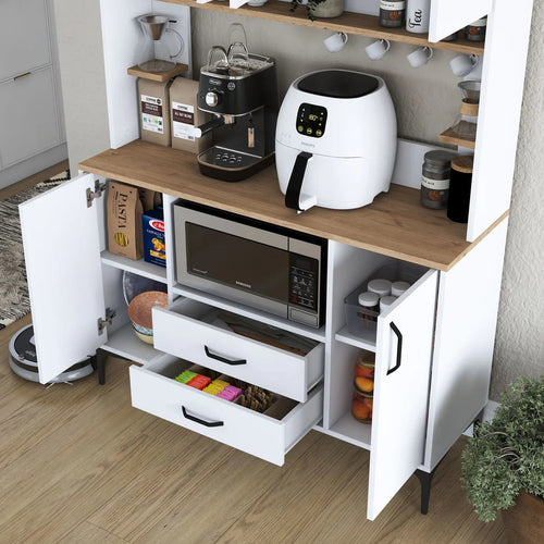 Dulap Bucătărie NICE 4 rafturi 6 uși 2 sertare, 120 x 184 cm - Maroom