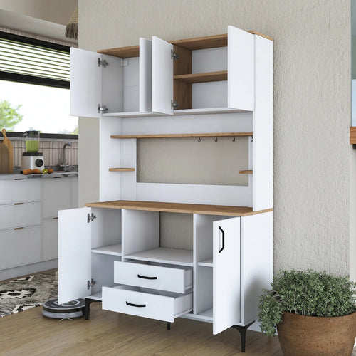 Dulap Bucătărie NICE 4 rafturi 6 uși 2 sertare, 120 x 184 cm - Maroom