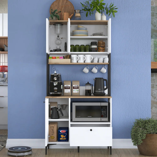 Dulap Bucătărie NICE 2 rafturi 4 uși 1 sertar, 90 x 184 cm - Maroom