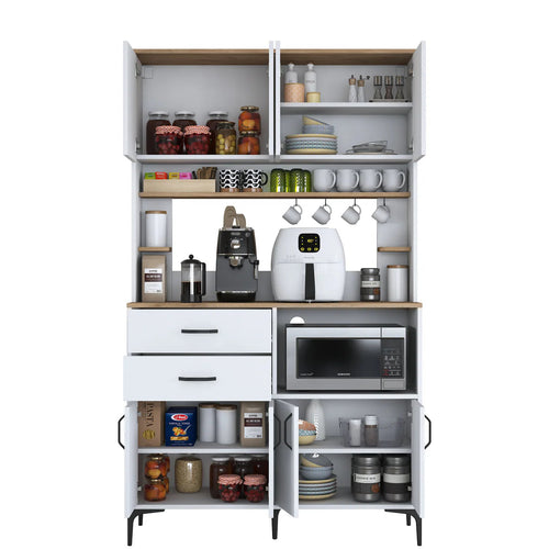 Dulap Bucătărie NICE 4 rafturi 8 uși 2 sertare, 120 x 204 cm - Maroom