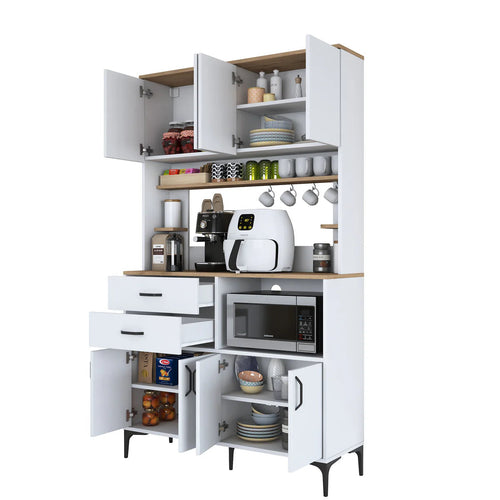 Dulap Bucătărie NICE 4 rafturi 8 uși 2 sertare, 120 x 204 cm - Maroom