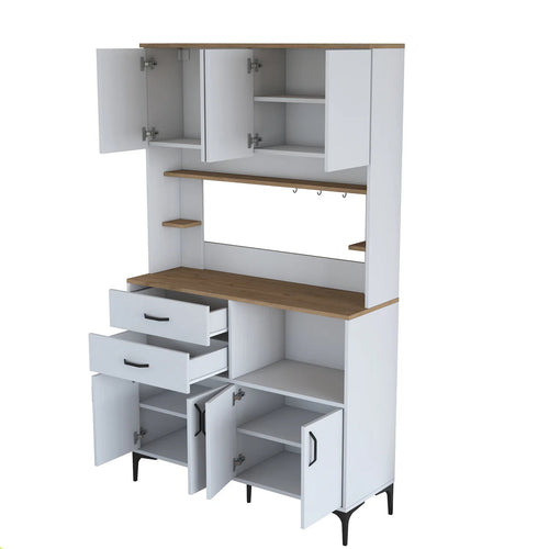 Dulap Bucătărie NICE 4 rafturi 8 uși 2 sertare, 120 x 204 cm - Maroom