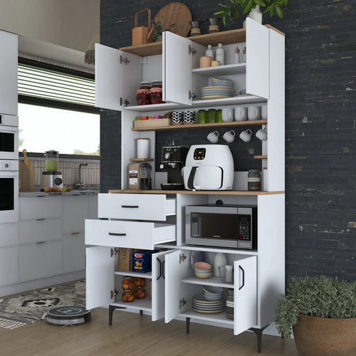 Dulap Bucătărie NICE 4 rafturi 8 uși 2 sertare, 120 x 204 cm - Maroom