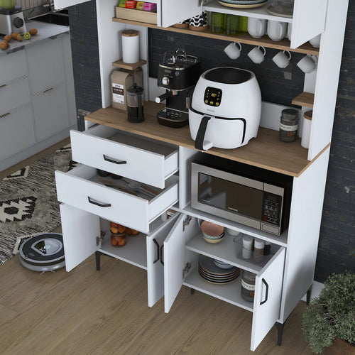 Dulap Bucătărie NICE 4 rafturi 8 uși 2 sertare, 120 x 204 cm - Maroom