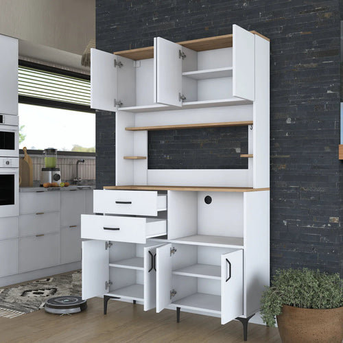 Dulap Bucătărie NICE 4 rafturi 8 uși 2 sertare, 120 x 204 cm - Maroom