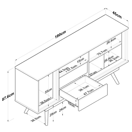 Comodă DAHLIA 3 uşi 2 sertare 180 x 88 cm - Maroom