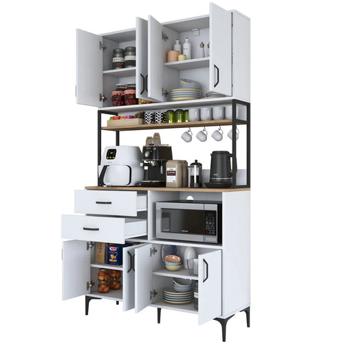 Dulap Bucătărie NICE 2 rafturi 8 uși 2 sertare, 120 x 219 cm - Maroom