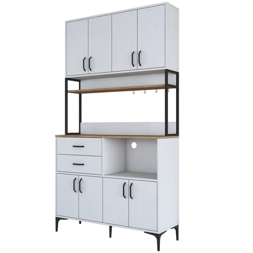 Dulap Bucătărie NICE 2 rafturi 8 uși 2 sertare, 120 x 219 cm - Maroom