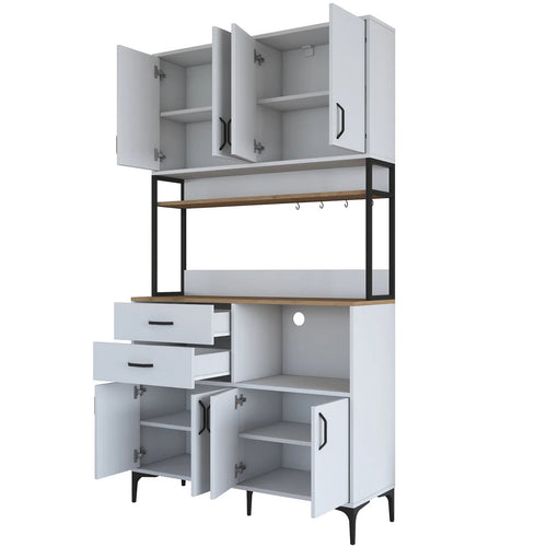 Dulap Bucătărie NICE 2 rafturi 8 uși 2 sertare, 120 x 219 cm - Maroom