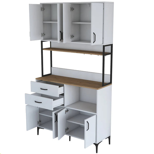 Dulap Bucătărie NICE 2 rafturi 8 uși 2 sertare, 120 x 219 cm - Maroom