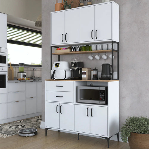 Dulap Bucătărie NICE 2 rafturi 8 uși 2 sertare, 120 x 219 cm - Maroom