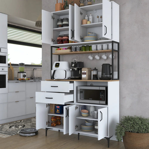 Dulap Bucătărie NICE 2 rafturi 8 uși 2 sertare, 120 x 219 cm - Maroom