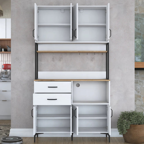 Dulap Bucătărie NICE 2 rafturi 8 uși 2 sertare, 120 x 219 cm - Maroom