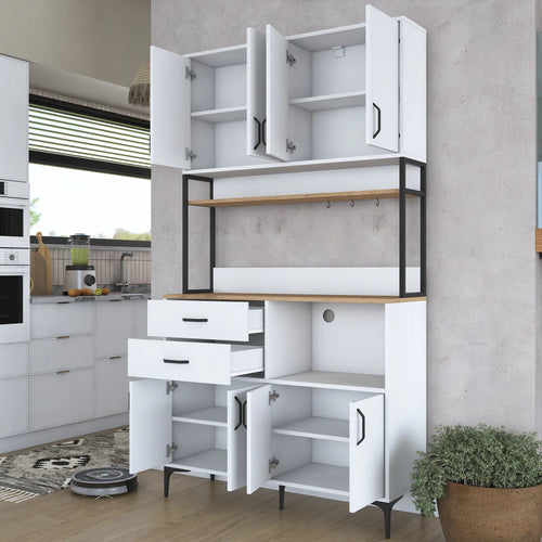 Dulap Bucătărie NICE 2 rafturi 8 uși 2 sertare, 120 x 219 cm - Maroom