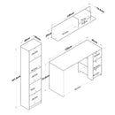 Birou VICTORIA 12 rafturi 120 x 45 cm, Alb - Maroom