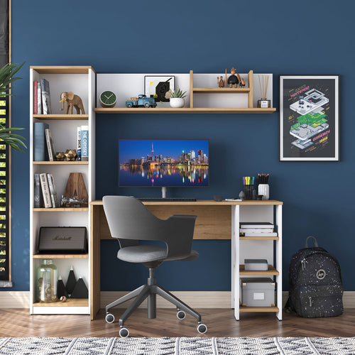 Birou VICTORIA 12 rafturi 120 x 45 cm, Alb - Maroom