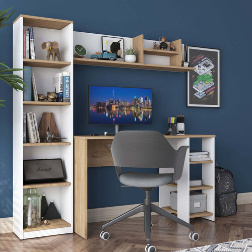 Birou VICTORIA 12 rafturi 120 x 45 cm, Alb - Maroom