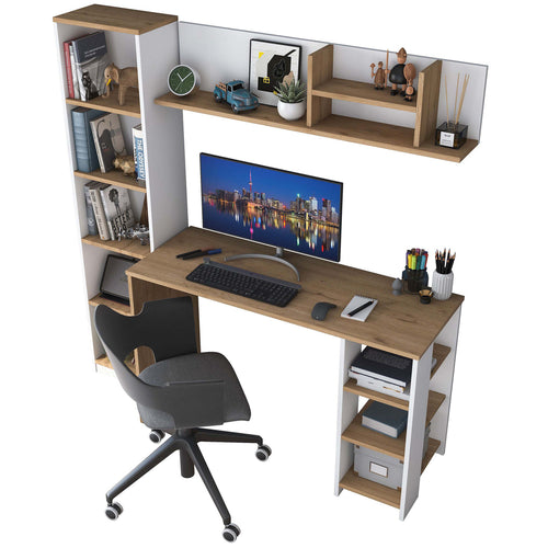 Birou VICTORIA 12 rafturi 120 x 45 cm, Alb - Maroom