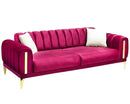 Canapea extensibilă 3 locuri EMERALD NW 215 cm, material:Catifea, picioarelor: auriu,  din fata