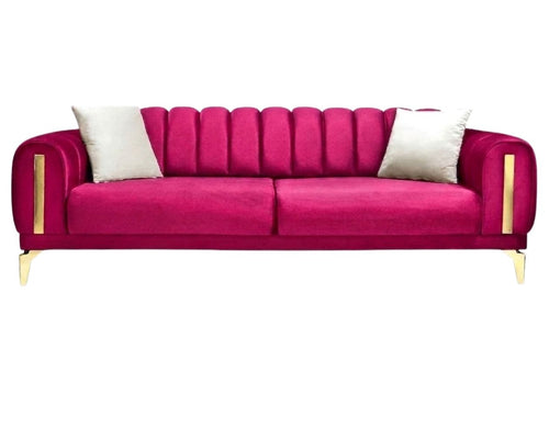 Canapea extensibilă 3 locuri EMERALD NW 215 cm, material:Catifea, picioarelor: auriu,  din fata