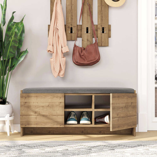 Banchetă cu depozitare ZION şi pernă pentru sezut 2 rafturi 2 uşi 110 cm, Opţiuni culoare