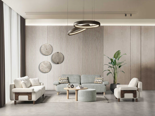 Canapea si fotoliu  LAVA  , Țesătură modernă și moale, picioarelor: Lemn  2 canapea 1 fotoliu