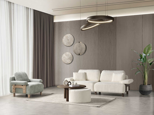 Canapea LAVA  , Țesătură modernă și moale, picioarelor: Lemn  1 canapea 1 fotoliu