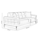 Canapea extensibilă 3 locuri HAZERAN 226 cm, Opțiuni culoare - Maroom