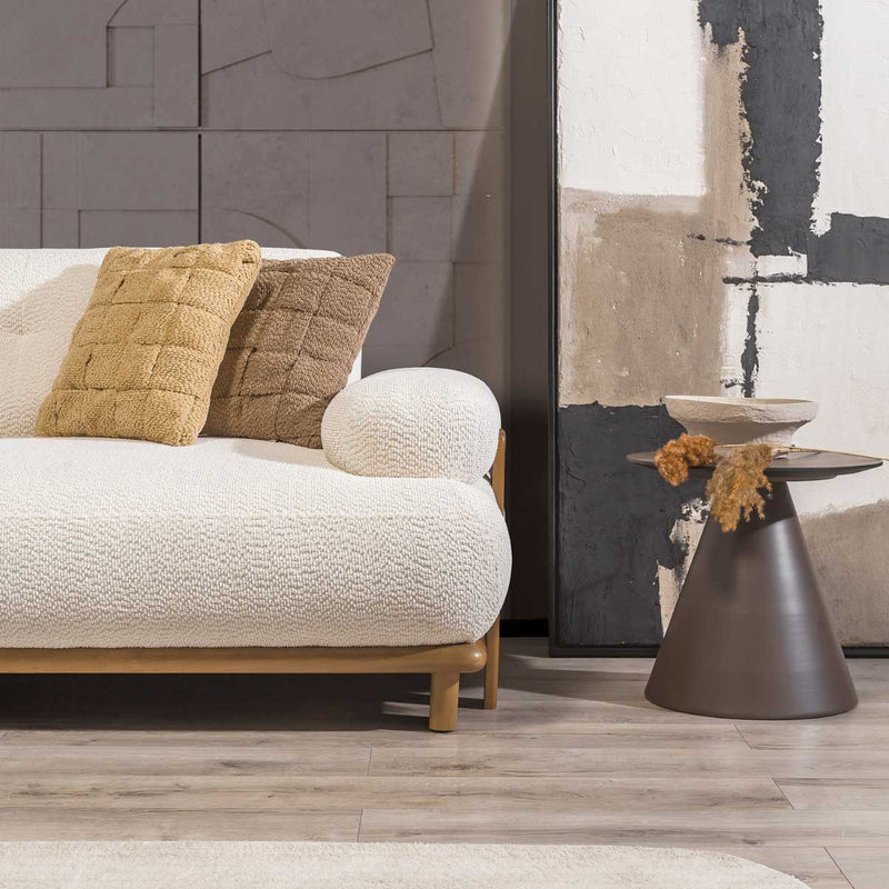 Canapea PANDA extensibil 3 locuri  textură modernă boucle picioarelor: Lemn. extensibila drepta