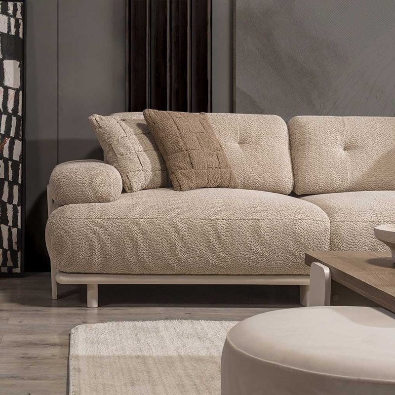 Canapea PANDA extensibil 3 locuri  textură modernă boucle picioarelor: Lemn. extensibila stanga