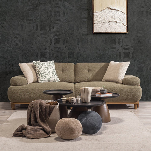 Canapea PANDA extensibil 3 locuri  textură modernă boucle picioarelor: Lemn. extensibila