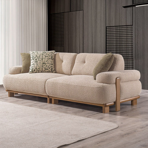 Canapea PANDA extensibil 3 locuri  textură modernă boucle picioarelor: Lemn. extensibila