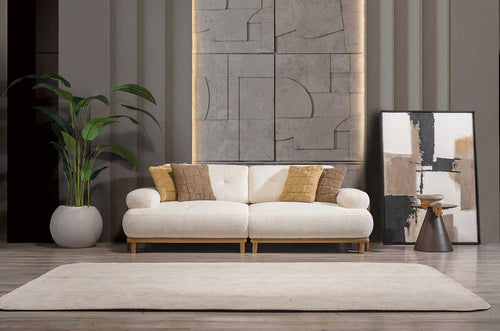 Canapea PANDA extensibil 3 locuri  textură modernă boucle picioarelor: Lemn. extensibila