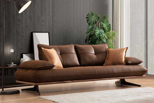 Canapea extensibilă TESLA,  senzația de piele natural, Picioarele : din metal vopsit în câmp electrostatic. , extensibila detalie ,   in camera cu lampadar