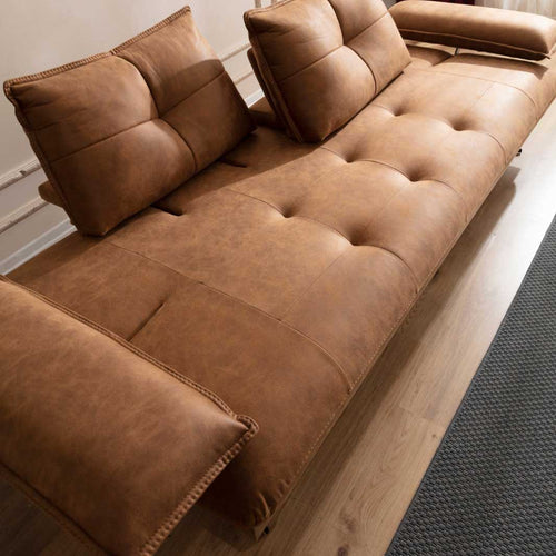 Canapea extensibilă TESLA,  senzația de piele natural, Picioarele : din metal vopsit în câmp electrostatic. , extensibila detalie , din sus