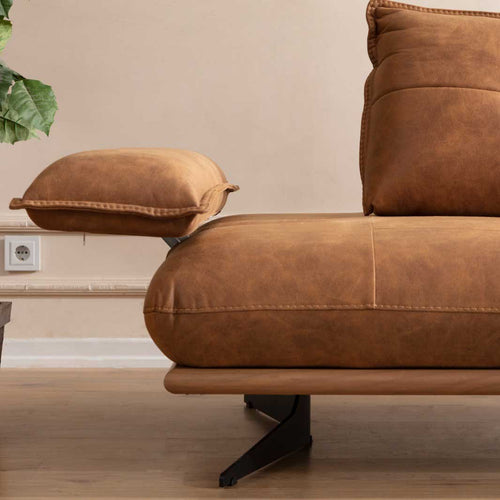 Canapea extensibilă TESLA,  senzația de piele natural, Picioarele : din metal vopsit în câmp electrostatic. , extensibila detalie , din sus brațul întins